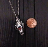 Grizzly Bear Skull Necklace - Solid Sterling Silver - Three Dimensional Detail - Polished Oxidized Finish - Multiple Chain Lengths