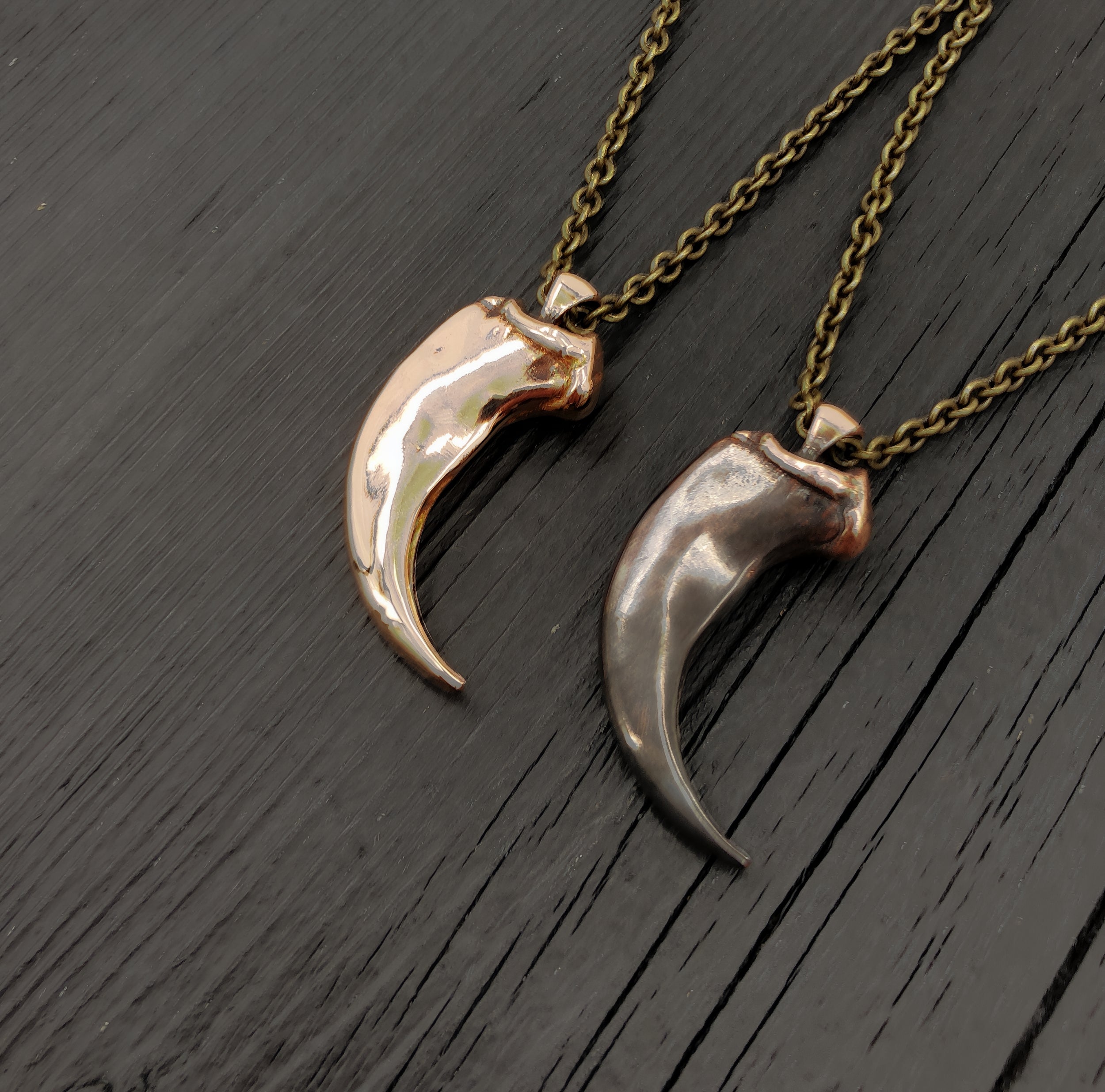 Two necklaces with large horn pendants, bold design | Moon Raven