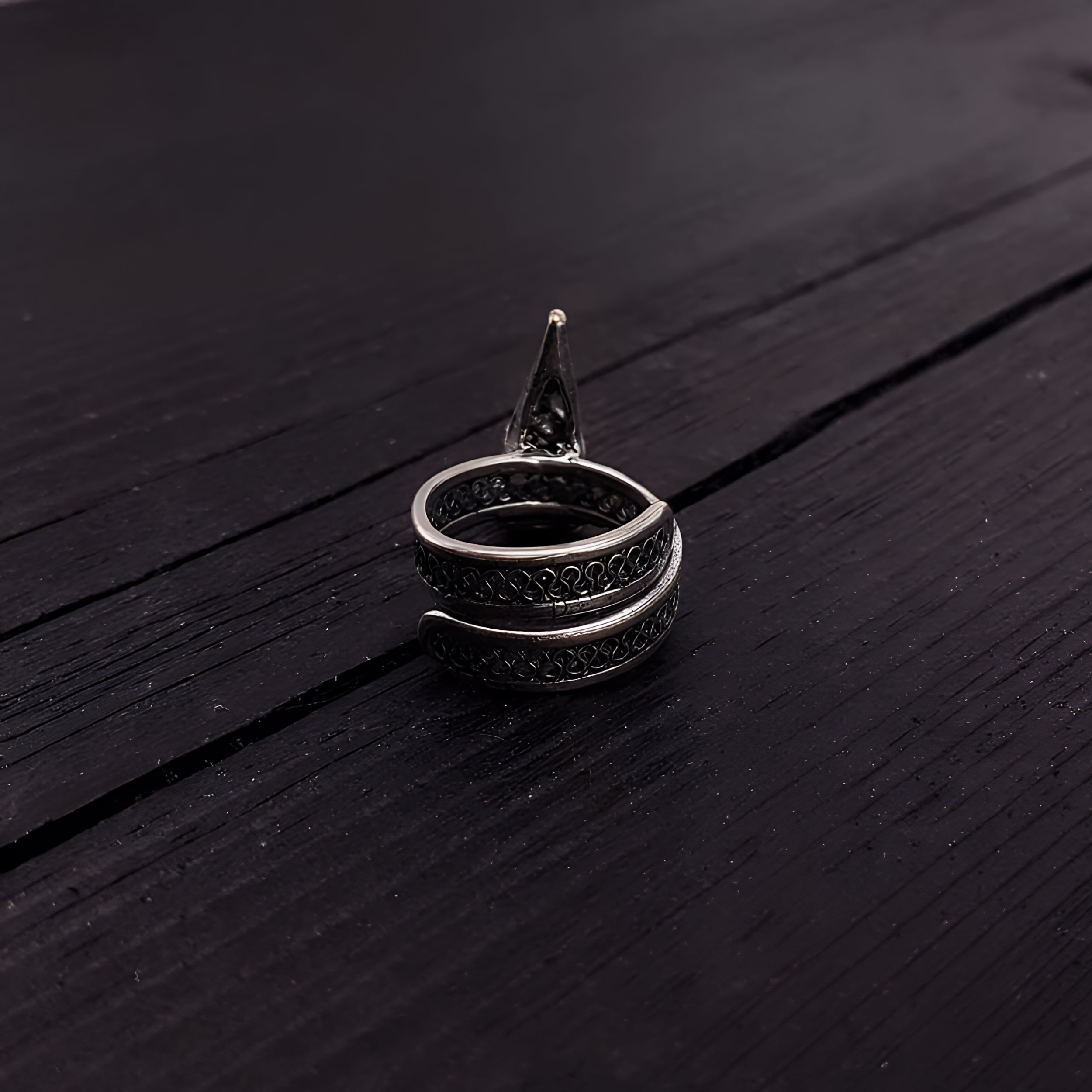 Silver Raven Skull Wrap Ring Sizes 4 to 13 Solid Hand Cast Silver Plated Bronze - Moon Raven Designs