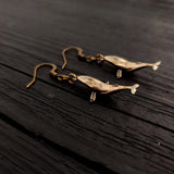 Breaching Humpback Whale Earrings - Solid Hand Cast Bronze - Polished Finish - Jewelry Gift for or Her