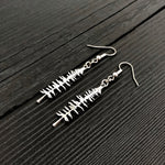 Silver Sitka Spruce Tree Silhouette Earrings  Solid Cast 925 Sterling Silver Polished Finish