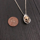 Human Skull Tear Drop Cremation Ash Urn Necklace - Bronze on Stainless Steel - Custom Engraved Personalized Mourning Urn