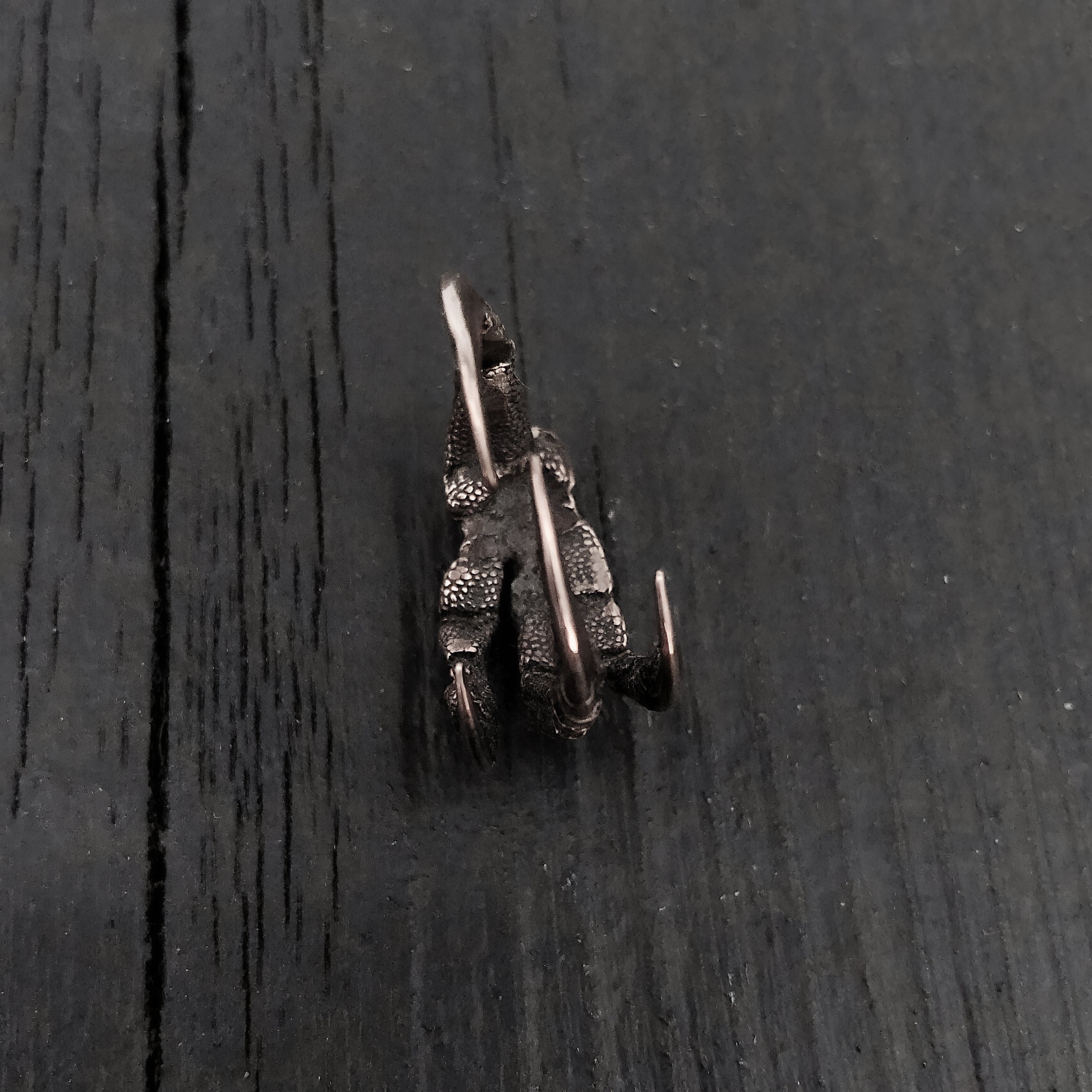 Raven Claw Talon Wrap Ring - Solid Hand Cast Silver Plated White Bronze - Crow Foot Statement Jewelry