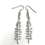 Silver Sitka Spruce Tree Silhouette Earrings  Solid Cast 925 Sterling Silver Polished Finish