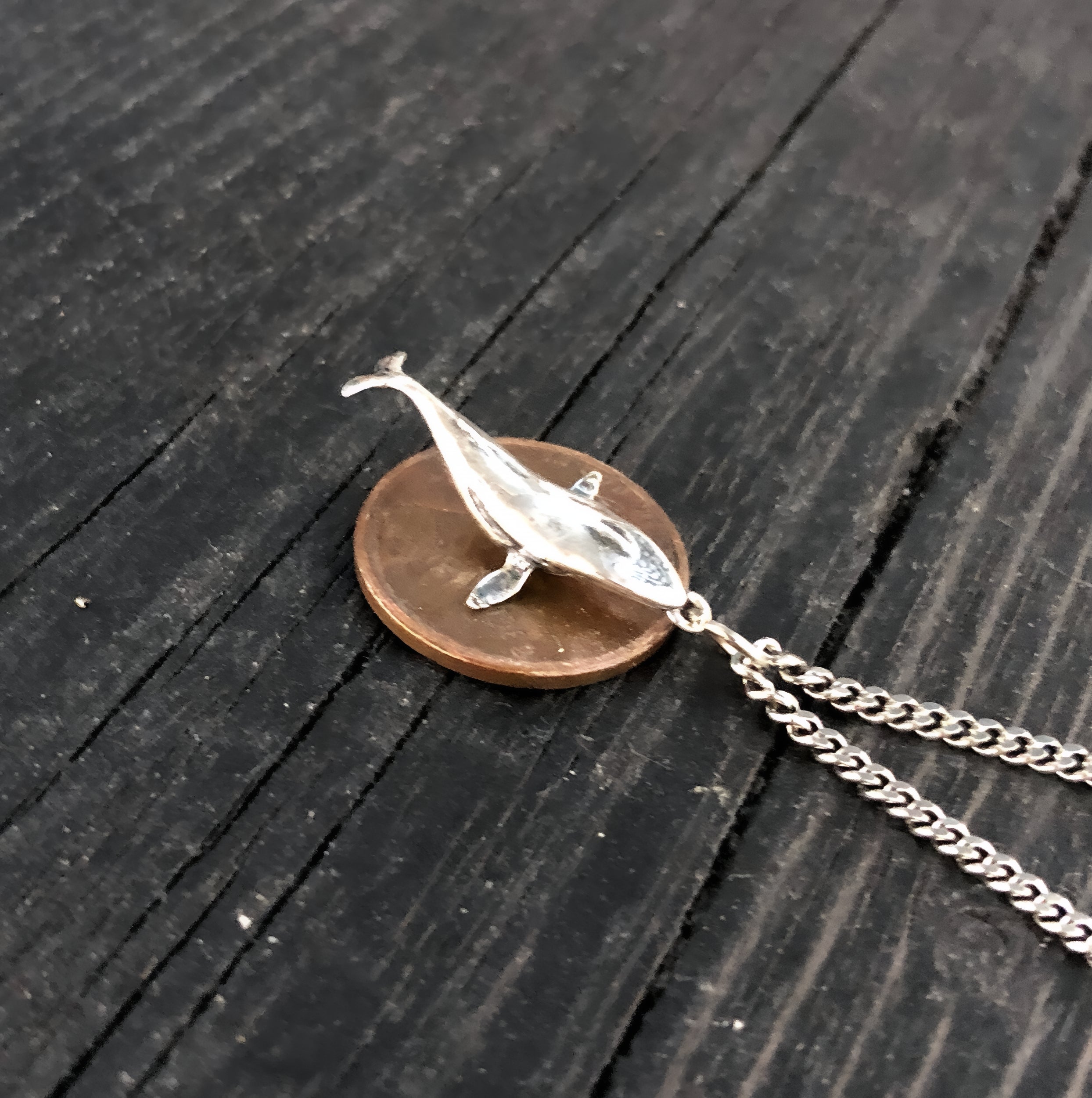 Breaching Humpback Whale Charm Pendant Necklace - Solid Hand Cast .925 Sterling Silver - Polished Finish - Jewelry Gift for Her