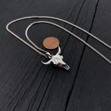 Solid Sterling Silver Bison Skull Necklace - Detailed Americana Jewelry - Unisex Statement Jewelry Gift