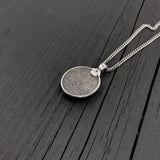 Silver disc pendant on delicate chain, modern style | Moon Raven