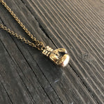 Boxing Glove Charm Pendant Necklace - Solid Cast Bronze - Polished Oxidized Finish - Multiple Chain Lengths Available