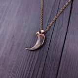 Silver necklace with large tooth pendant | Moon Raven