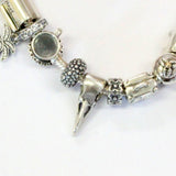 Raven Skull Charm - Solid Sterling Silver European Bead, Pandora Compatible