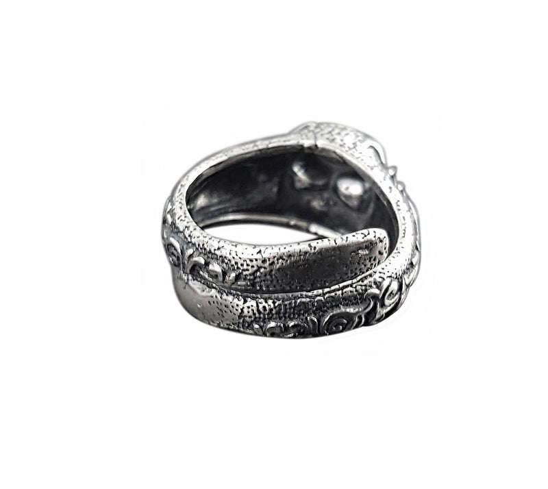 Ornate Sugar Skull Ring - Solid Cast Oxidized .925 Sterling Silver - Day of the Dead - Unisex Sizes 5 to 13 Available - Unique Jewelry Gift