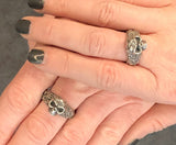 Ornate Sugar Skull Ring - Solid Cast Oxidized .925 Sterling Silver - Day of the Dead - Unisex Sizes 5 to 13 Available - Unique Jewelry Gift