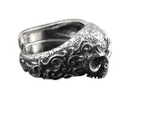 Ornate Sugar Skull Ring - Solid Cast Oxidized .925 Sterling Silver - Day of the Dead - Unisex Sizes 5 to 13 Available - Unique Jewelry Gift