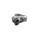 Ornate Sugar Skull Ring - Solid Cast Oxidized .925 Sterling Silver - Day of the Dead - Unisex Sizes 5 to 13 Available - Unique Jewelry Gift
