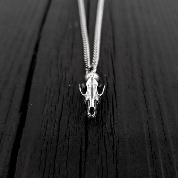 Fox Skull Charm Pendant Necklace - Solid Hand Cast 925 Sterling Silver - Gift for Her - Multiple Chain Lengths