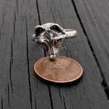 Wolf Face Ring Adjustable Sterling Silver | Small Animal Jewelry for Women