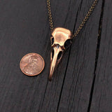 Raven Skull Pendant Necklace in Solid Silicon Bronze
