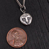 Sterling Silver Owl Pendant – Barn Owl Jewelry With Heart Shaped Charm