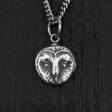 Sterling Silver Barn Owl Pendant - Moon Raven Designs