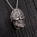 Sugar Skull  Necklace Day of the Dead Pendant - Moon Raven Designs