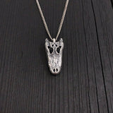 Alligator Skull Necklace - Sterling Silver 3D Pendant by Moon Raven Designs