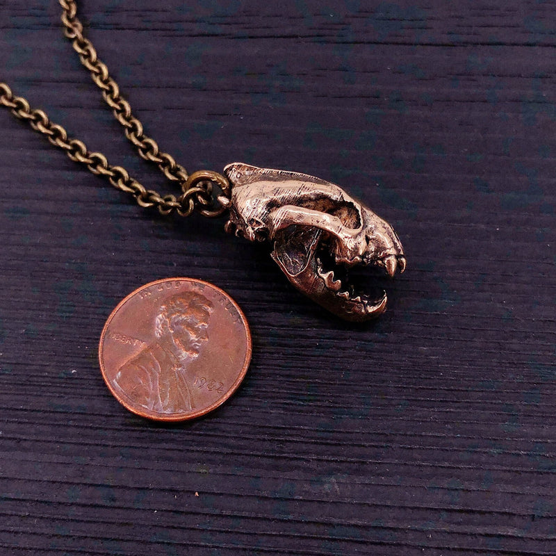 Wolverine Skull Necklace in Solid Bronze Wolverine Skull Pendant Wolverine Skull Jewelry