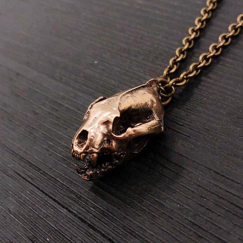 Wolverine Skull Necklace in Solid Bronze Wolverine Skull Pendant Wolverine Skull Jewelry
