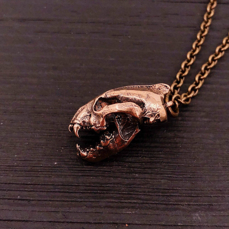 Wolverine Skull Necklace in Solid Bronze Wolverine Skull Pendant Wolverine Skull Jewelry