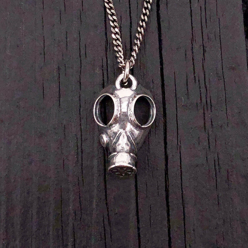 Gas Mask Necklace in Solid Sterling Silver Steampunk Gas Mask Pendant