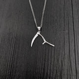 Sterling Silver Pendant Grim Reaper Necklace - Dark Gothic Silver Scythe Jewelry
