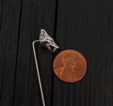 Close-up of penny next to silver fox head pin details | Moon Raven