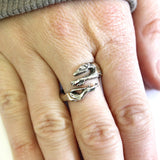 Sterling Silver Greyhound Ring – Sculptured Wrap Band with Oxidized Finish