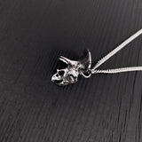 Triceratops Skull Pendant Sterling Silver Necklace - Detailed Dinosaur Jewelry Charm