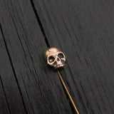 Bronze Ascot Stickpin – Human Skull Pin with Oxidized Bronze Finish & Secure Clutch