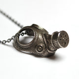 Gas Mask Necklace - Sterling Silver Post Apocalyptic Jewelry Pendant