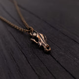 Wolf Skull Necklace - Unique Bronze Pendant With Detailed Animal Skull Charm
