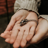 Bear Skull Necklace - Faceted Skull Jewelry With Diamond Facet Design