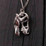 Silver necklace with detailed skull pendant, edgy style | Moon Raven