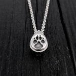 Dog Paw Print Tear Drop Cremation Ash Urn Necklace - Sold Bronze on Stainless Steel - Custom Engraved Personalised Mourning Pet Urn