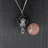 Wolf Skull Necklace - Hand Carved Sterling Silver Pendant with Dark Oxidized Finish