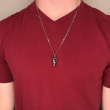 Wolf Skull Necklace - Hand Carved Sterling Silver Pendant with Dark Oxidized Finish