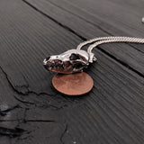 Fox Skull Pendant Necklace - Oxidized Stainless Steel Charm