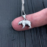 Grizzly Bear Necklace - Sterling Silver Skull Pendant with Oxidized Finish