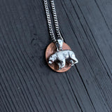 Grizzly Bear Necklace - Sterling Silver Skull Pendant with Oxidized Finish