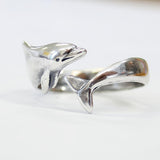 Dolphin Wrap Ring – Sterling Silver Animal Band, Nature Inspired Ocean Jewelry