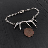 Elk Antler Necklace – Hand Carved Antler Jewelry with Oxidized Silver Finish
