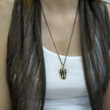 Bronze Chainsaw Necklace - Hand Carved Solid Bronze Pendant Jewelry