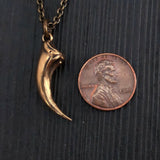 Velociraptor Claw Necklace - Solid Bronze Dinosaur Pendant by Moon Raven Designs