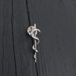 Silver medical pin with snake entwined around staff | Moon Raven