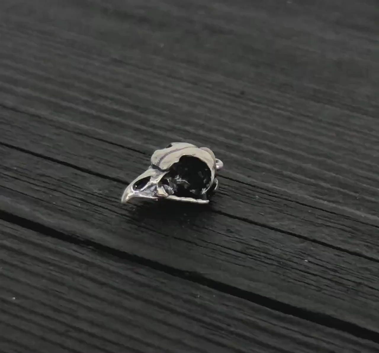 Owl Skull Charm Pendant Necklace - Solid Hand Cast 925 Sterling Silver - Polished Oxidized Finish - Multiple Chain Options - Unisex Owl Gift